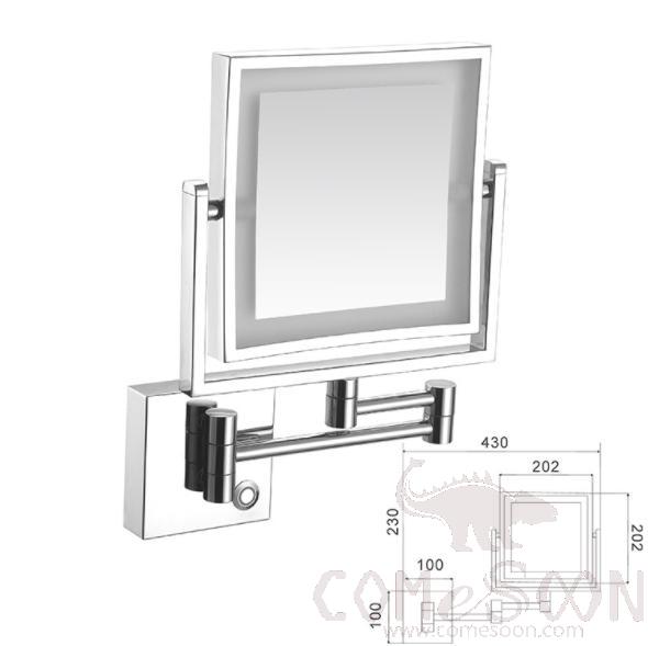 Led Makeup Mirror-Plug / Double-Sided Mirror - Silver - 8 inch (20cm) Single - Copper + SUS304
