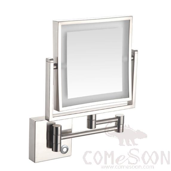 Led Makeup Mirror-Battery Charging / Double-Sided Mirror - Brushed finish - 8 inch (20cm) Single - Copper + SUS304