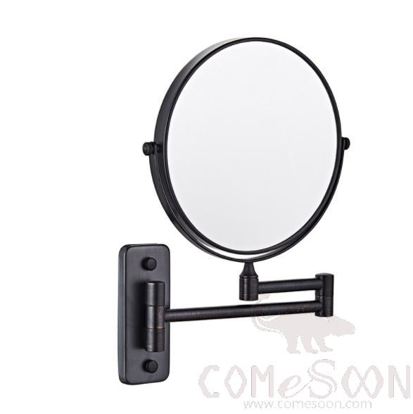 Makeup Mirror-W/O Led / Double-Sided Mirror - Matte black - 8 inch (20cm) Single - Copper + SUS304 + zinc alloy