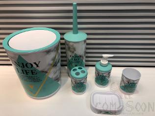 Printed six-piece set-marble blue