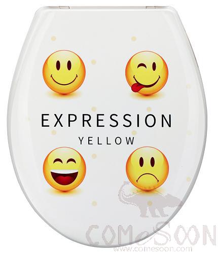 Printed slow down toilet seat-smiling face