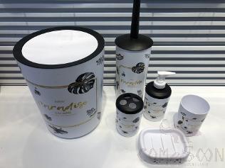Printed six-piece set-black banana leaf