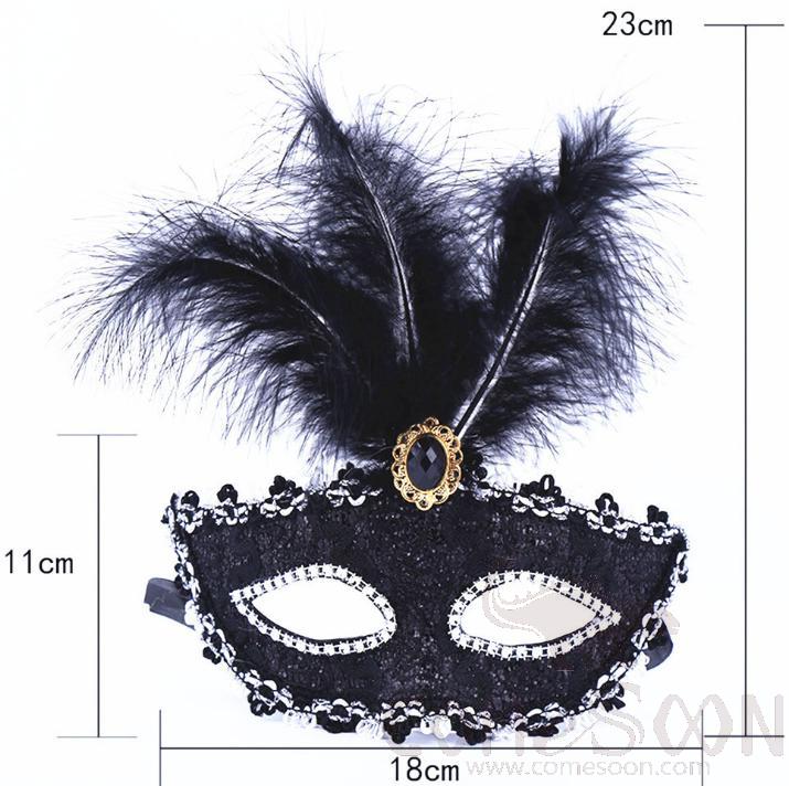 Party Feather Eye Mask Black