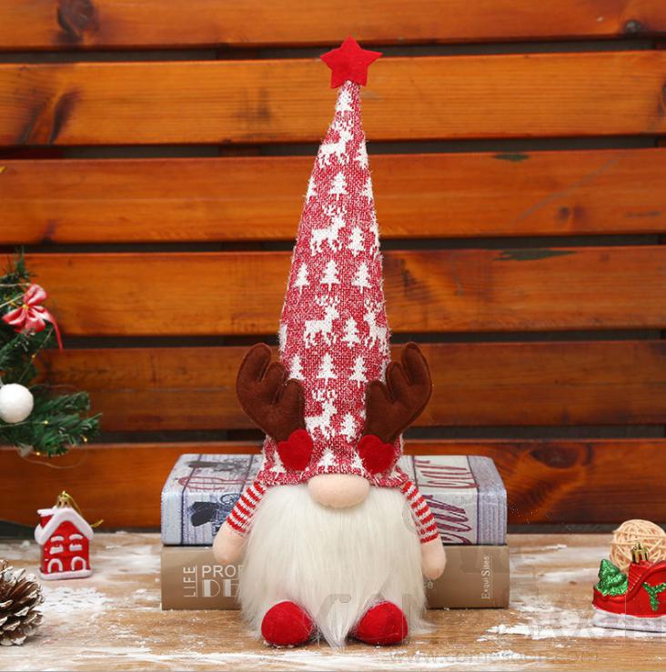 Shining Faceless Deer Doll-Red,Cloth art,H46 cm