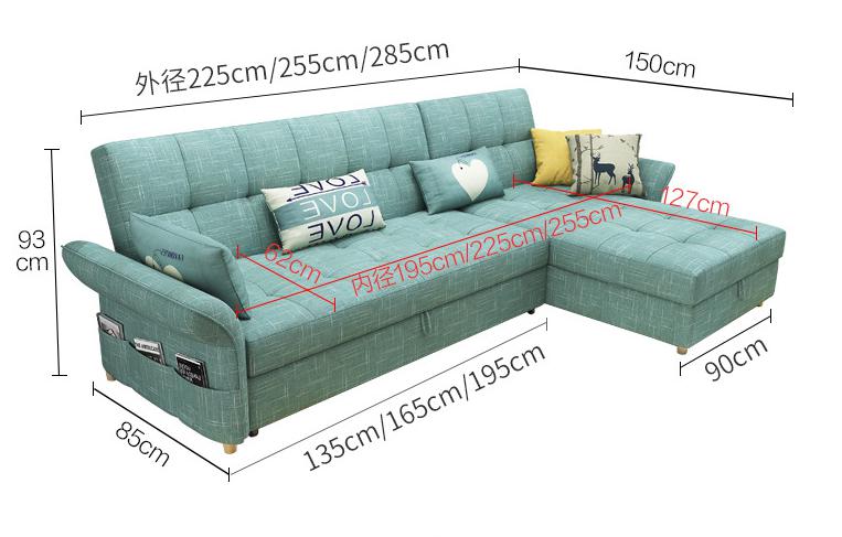 Sofa bed-cotton linen-Sofa:255*150*93cm Bed:225*190cm