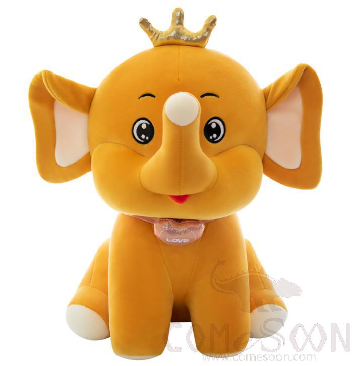 Plush toy - crown elephant / 55cm / brown