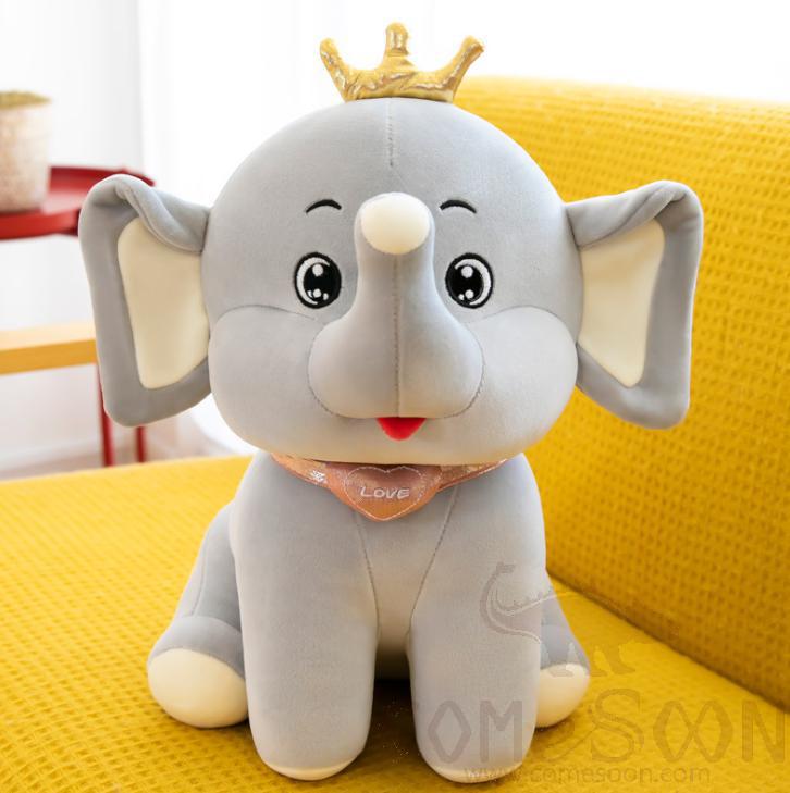 Plush toy - crown elephant / 35cm / grey