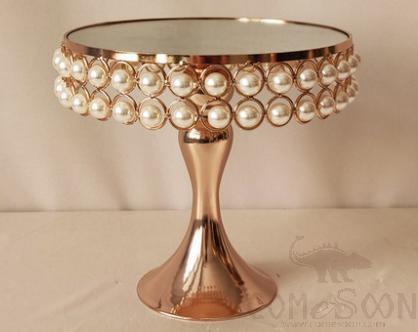 Cake Stand / Metal Tray,Metal Glass Crystal Pearl,Gold Sliver,D20*H20cm