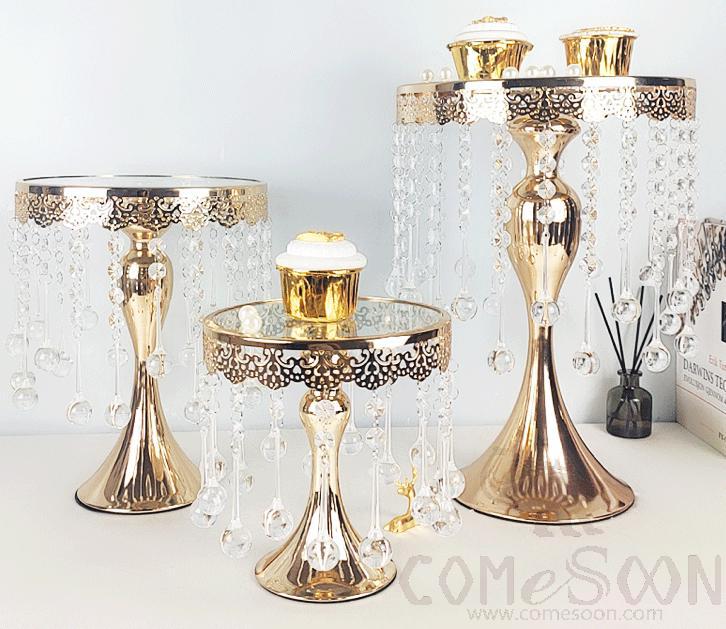 Cake Stand / Metal Tray,Metal,Gold Sliver, D23*H30cm