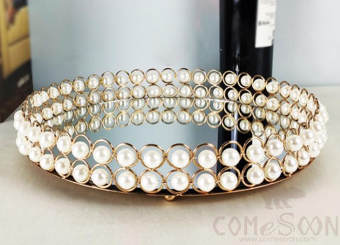 Cake Stand / Metal Tray,Pearl,Gold Sliver,D30*H5cm