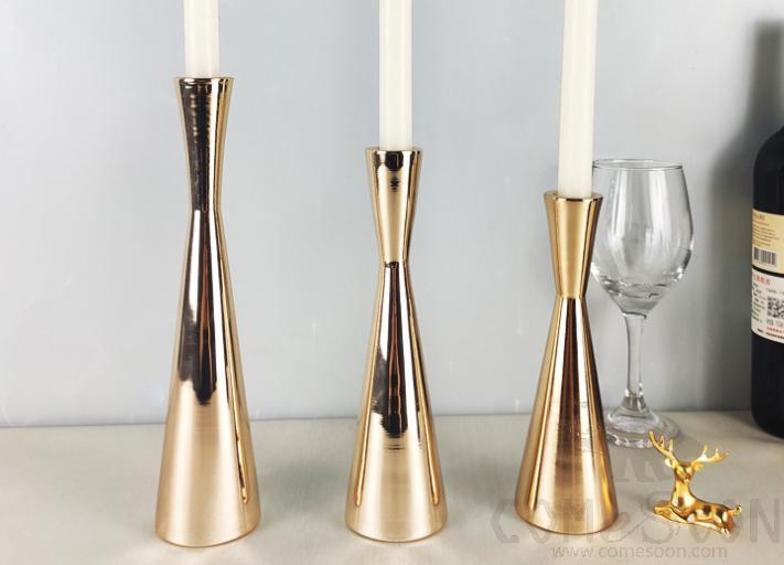 Candle Holder,Metal,Gold Black,H26*D6cm