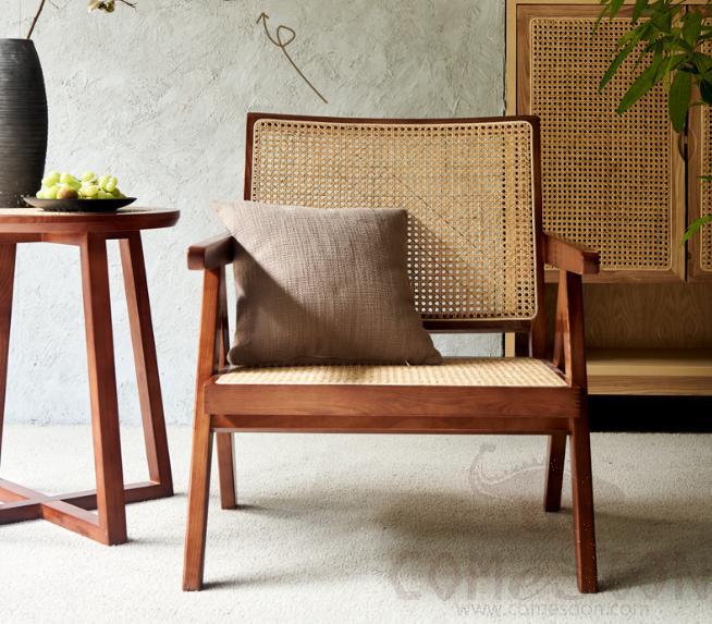 Real rattan solid wood lounge chair-66*59*76cm