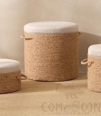 Hemp rope braided footstool-φ40*38cm