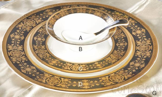 Bonechina Golden Pattan Luxury Flat Plate 12&quot;