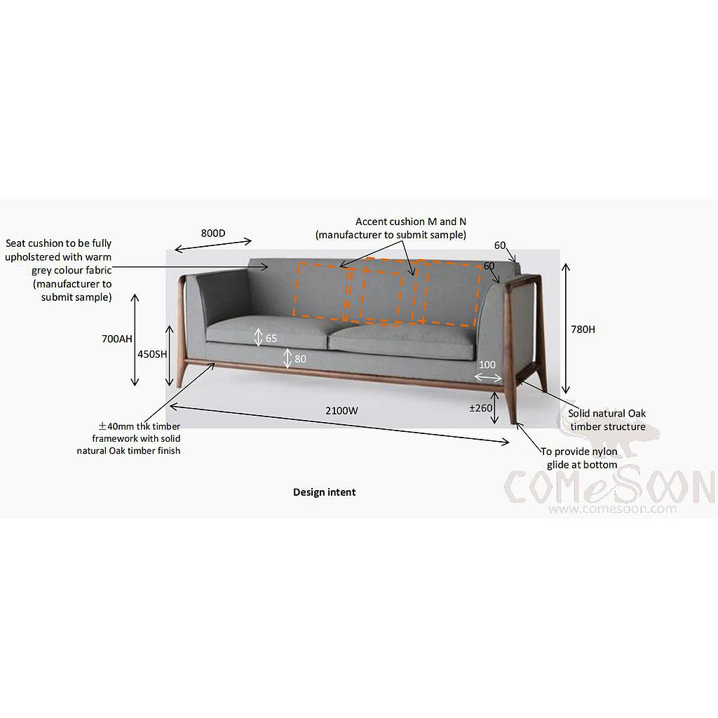 Solid wood sofa (customized product) -210*80*78cm