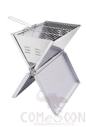 Portable Book BBQ Grill Silver