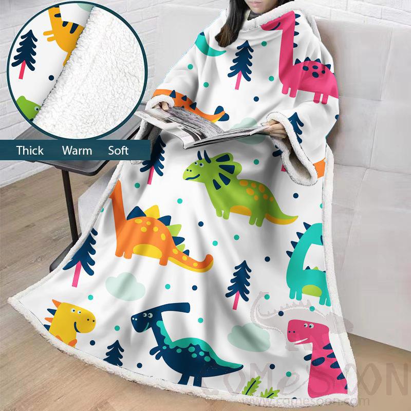 Cartoon Blanket With Sleeves,Crystal velvet ，127*178 CM