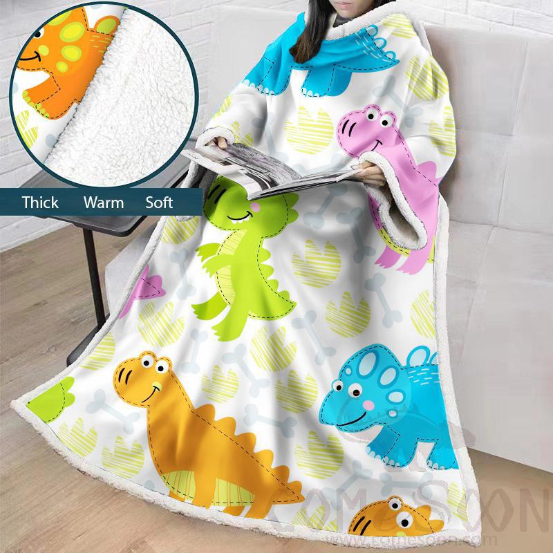 Cartoon Blanket With Sleeves,Crystal velvet ，127*178 CM