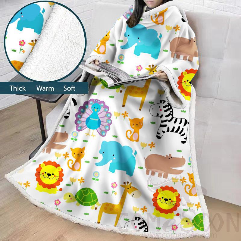 Cartoon Blanket With Sleeves,Crystal velvet ，127*178 CM