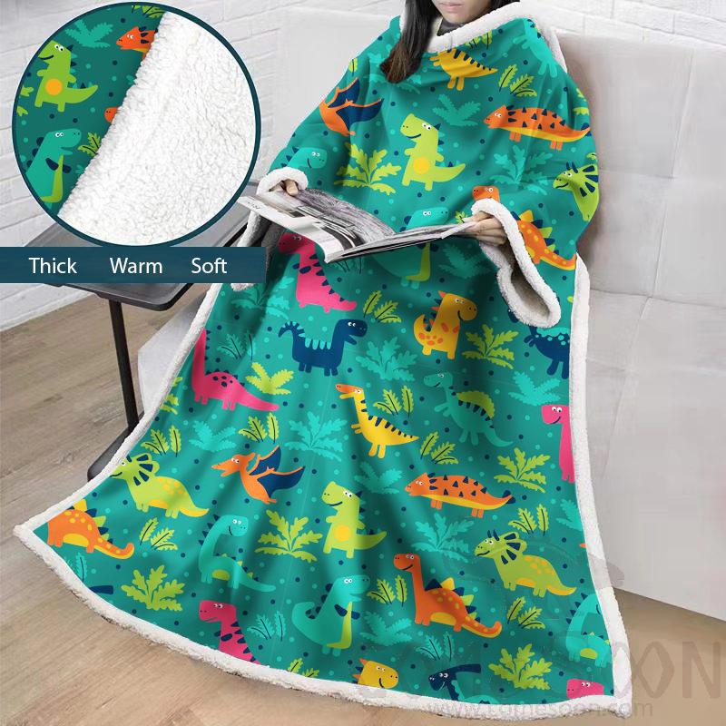 Cartoon Blanket With Sleeves,Crystal velvet ，127*178 CM