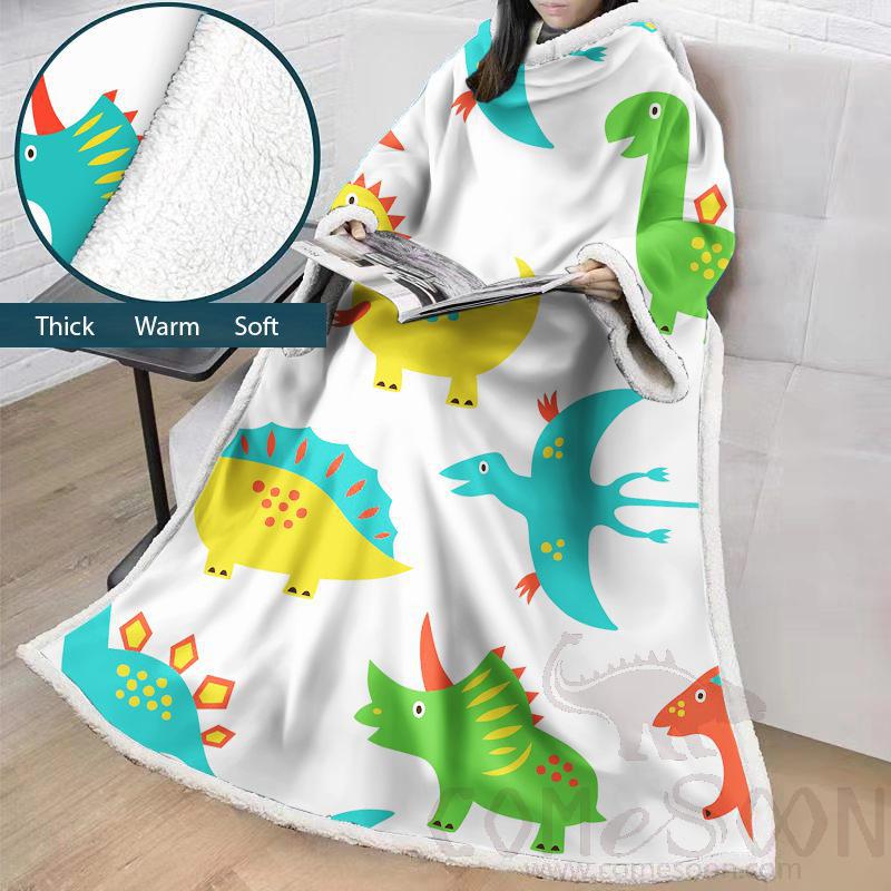 Cartoon Blanket With Sleeves,Crystal velvet ，127*178 CM