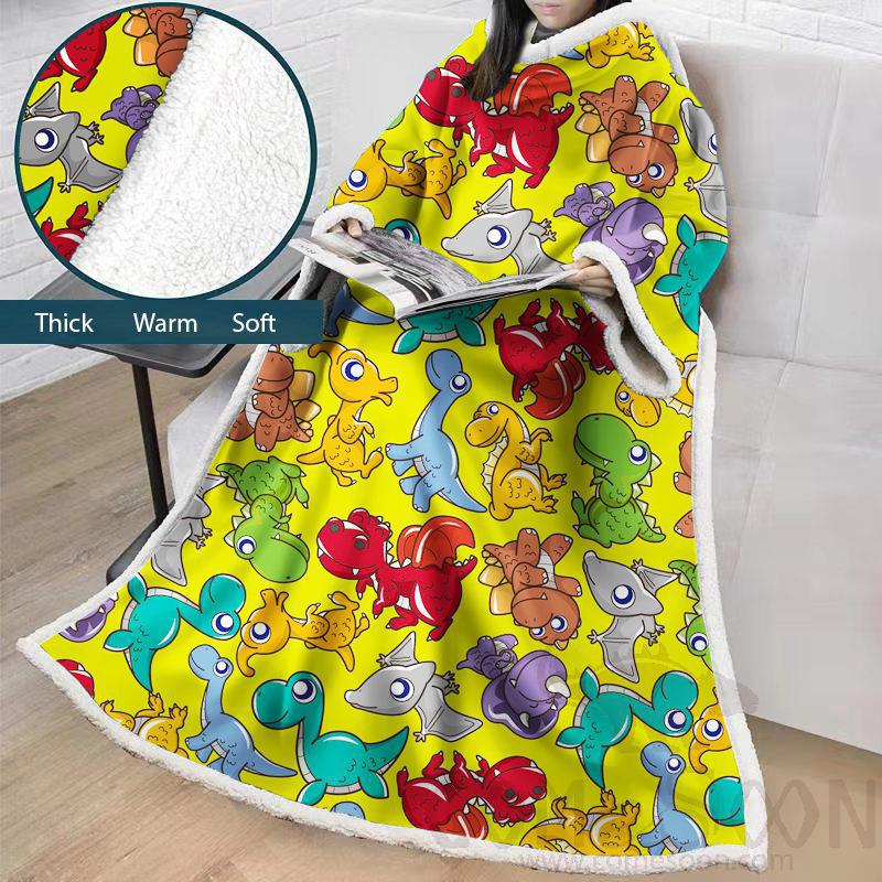 Cartoon Blanket With Sleeves,Crystal velvet ，127*178 CM