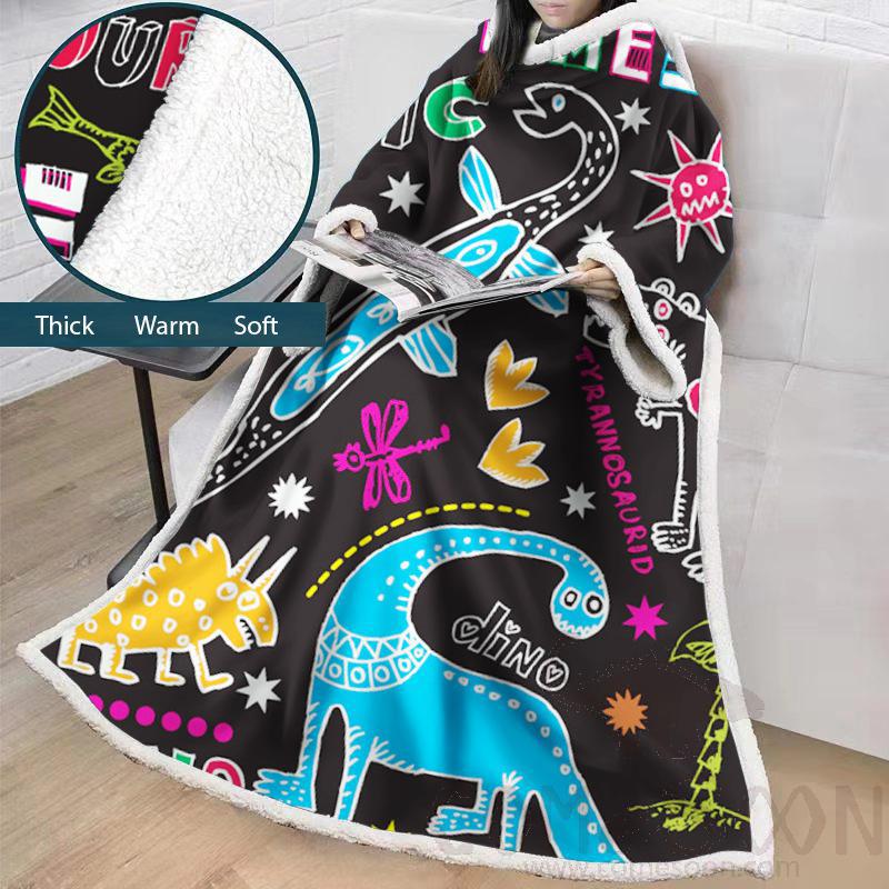 Cartoon Blanket With Sleeves,Crystal velvet ，127*178 CM