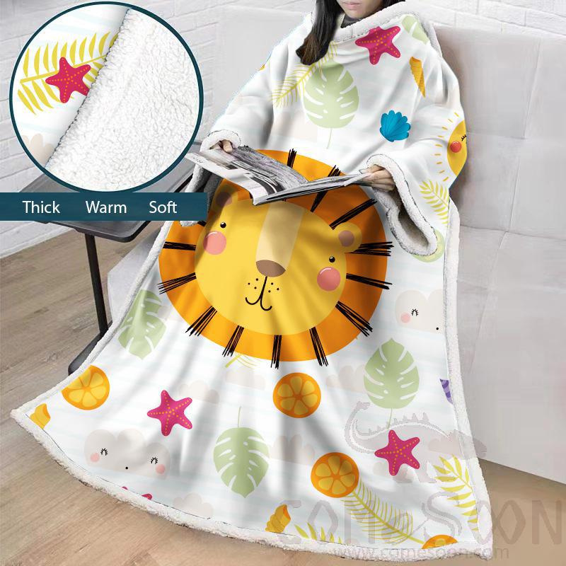 Cartoon Blanket With Sleeves,Crystal velvet ，127*178 CM