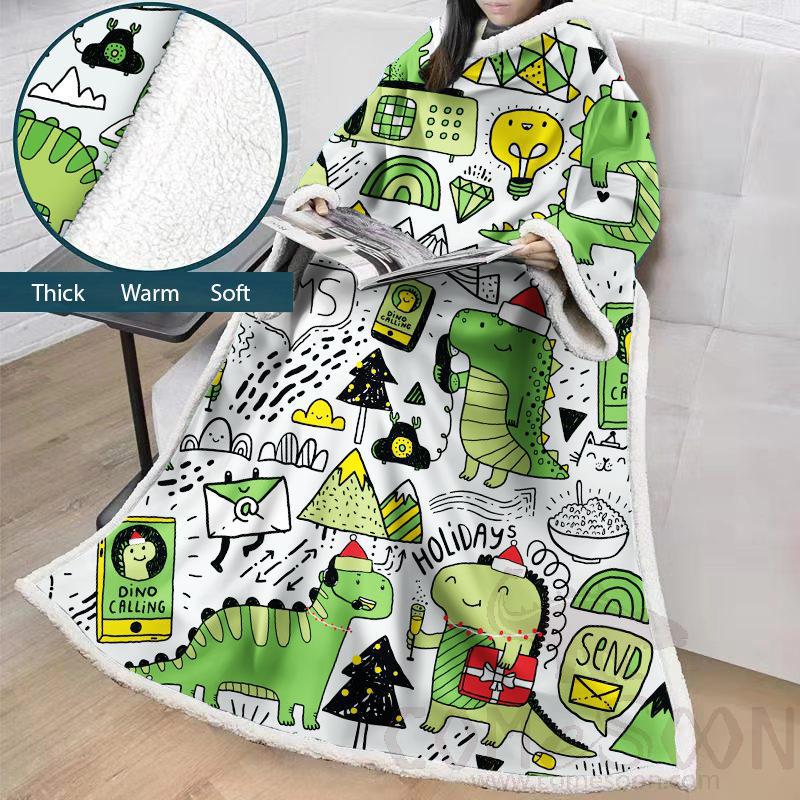 Cartoon Blanket With Sleeves,Crystal velvet ，127*178 CM