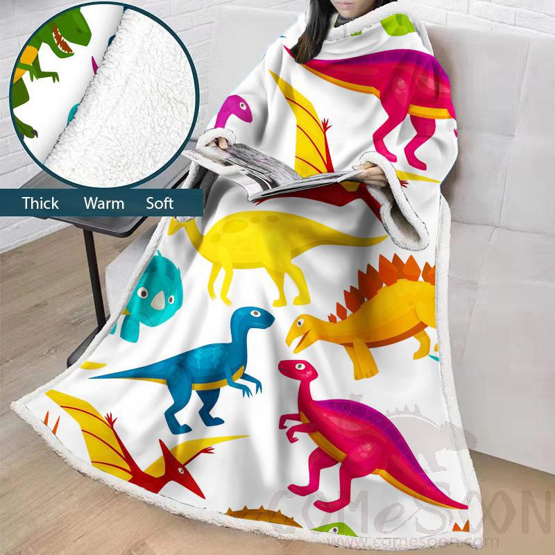Cartoon Blanket With Sleeves,Crystal velvet ，127*178 CM