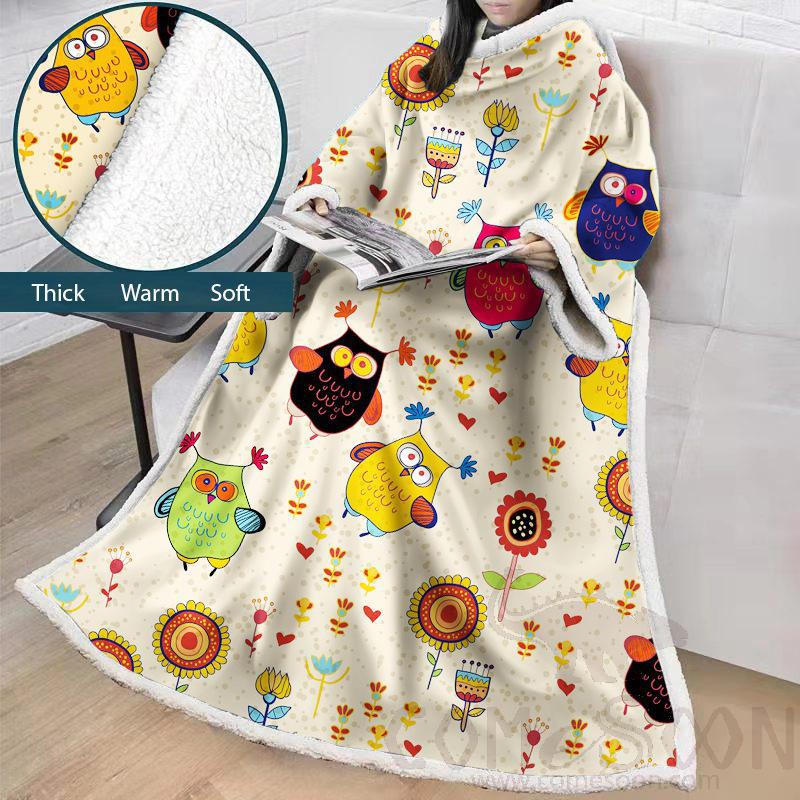 Cartoon Blanket With Sleeves,Crystal velvet ，127*178 CM