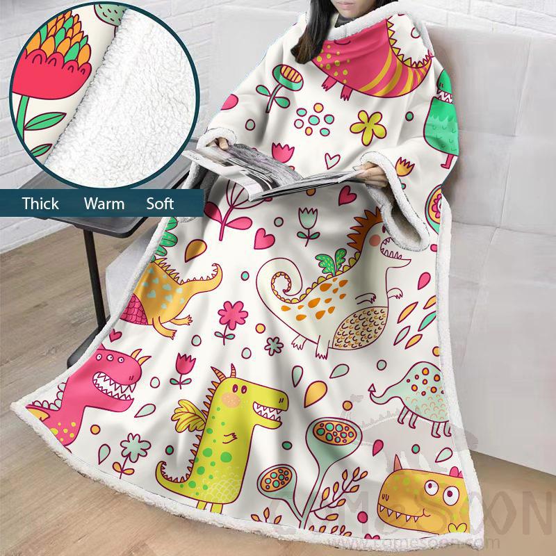 Cartoon Blanket With Sleeves,Crystal velvet ，127*178 CM