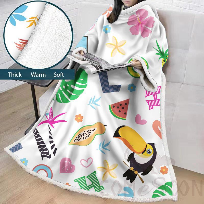 Cartoon Blanket With Sleeves,Crystal velvet ，127*178 CM