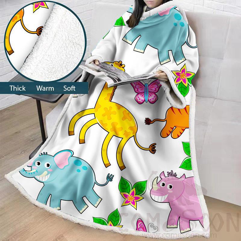 Cartoon Blanket With Sleeves,Crystal velvet ，127*178 CM