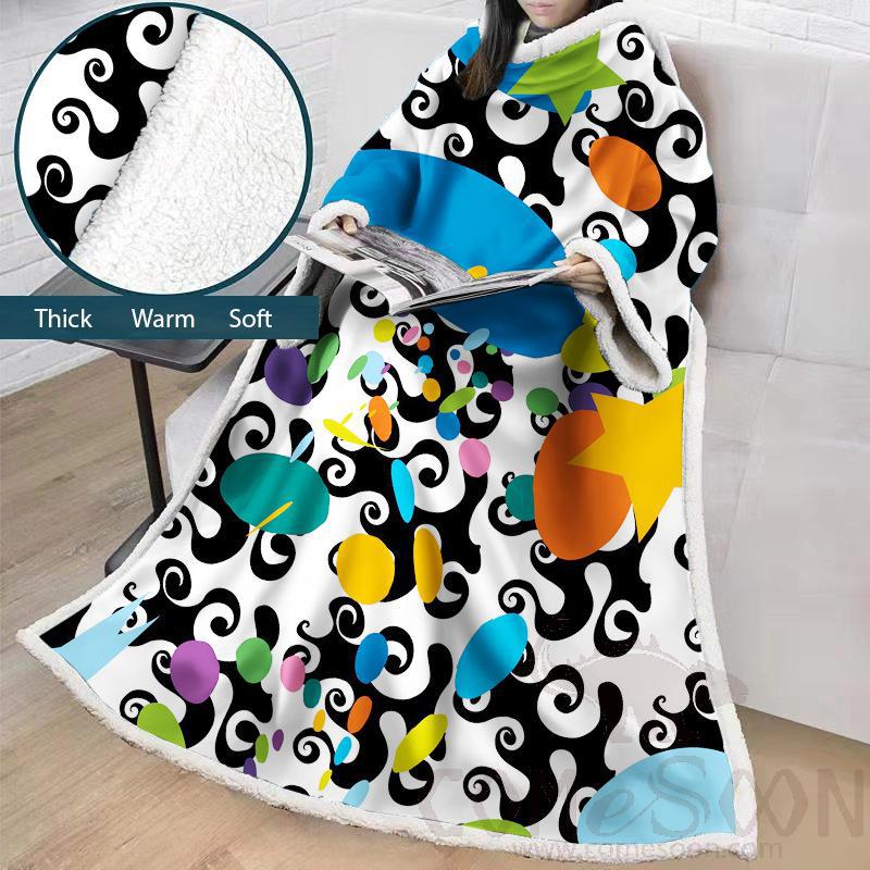 Cartoon Blanket With Sleeves,Crystal velvet ，127*178 CM