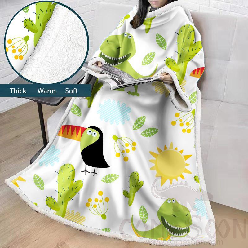 Cartoon Blanket With Sleeves,Crystal velvet ，127*178 CM