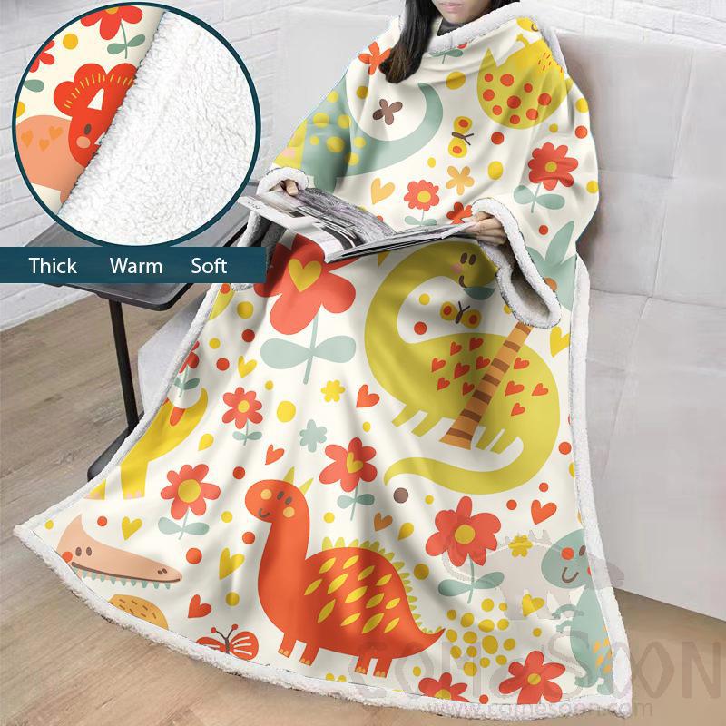 Cartoon Blanket With Sleeves,Crystal velvet ，127*178 CM