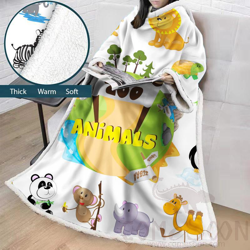 Cartoon Blanket With Sleeves,Crystal velvet ，127*178 CM