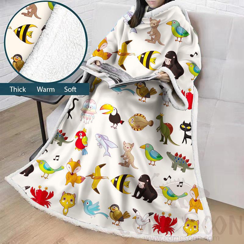 Cartoon Blanket With Sleeves,Crystal velvet ，127*178 CM