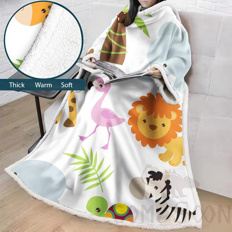 Cartoon Blanket With Sleeves,Crystal velvet ，127*178 CM