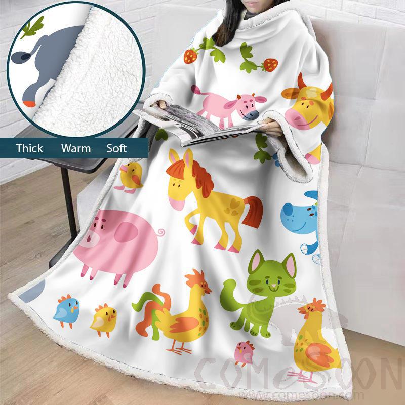 Cartoon Blanket With Sleeves,Crystal velvet ，127*178 CM