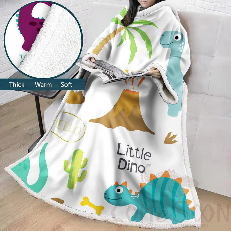 Cartoon Blanket With Sleeves,Crystal velvet ，127*178 CM