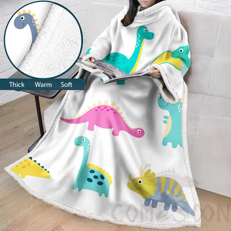 Cartoon Blanket With Sleeves,Crystal velvet ，127*178 CM