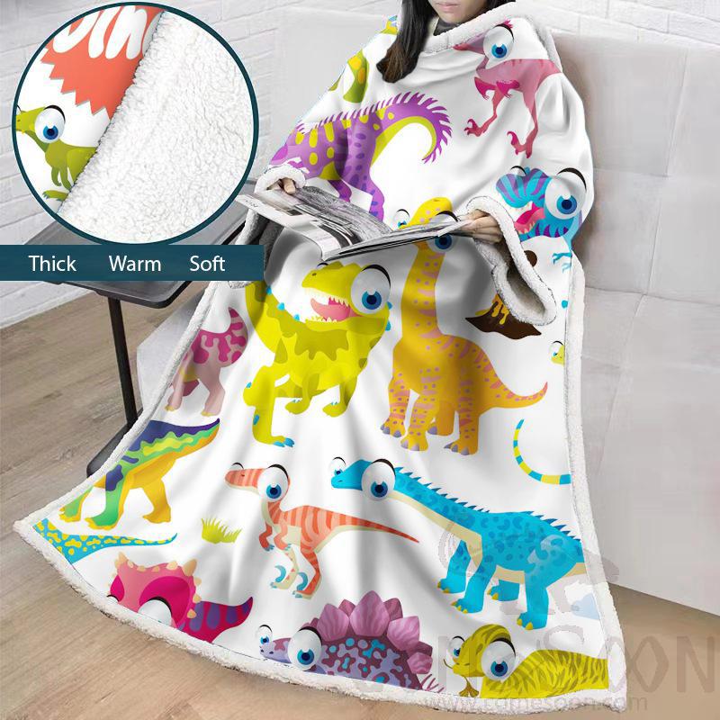 Cartoon Blanket With Sleeves,Crystal velvet ，127*178 CM