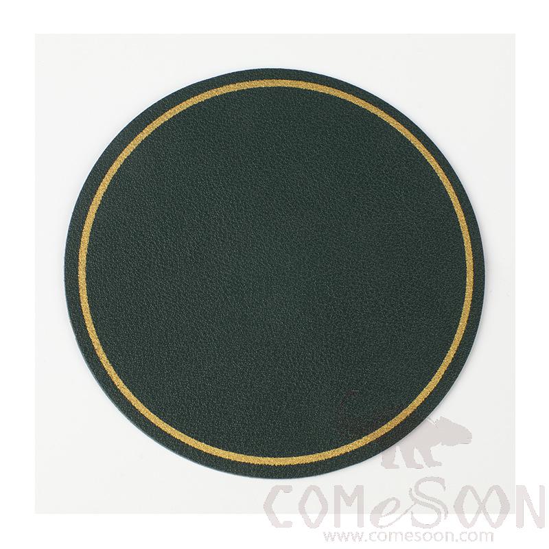 Coaster With Gold Border,PU，D10.2CM