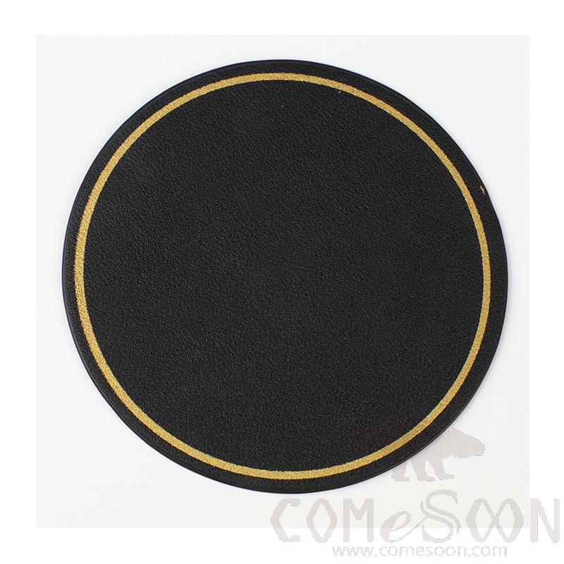 Coaster With Gold Border,PU，D10.2CM