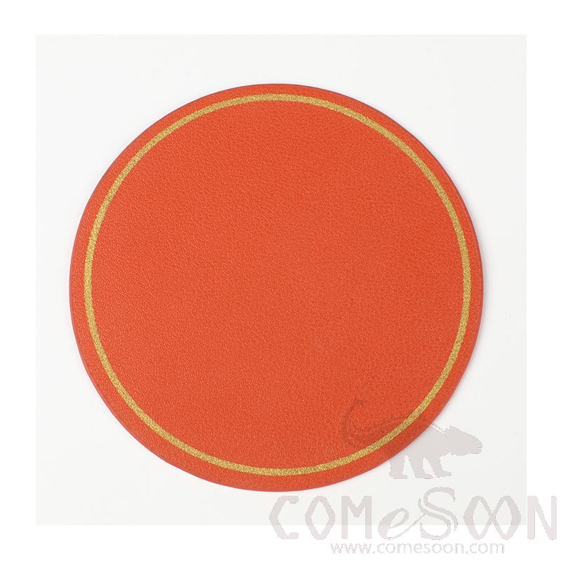 Coaster With Gold Border,PU，D10.2CM