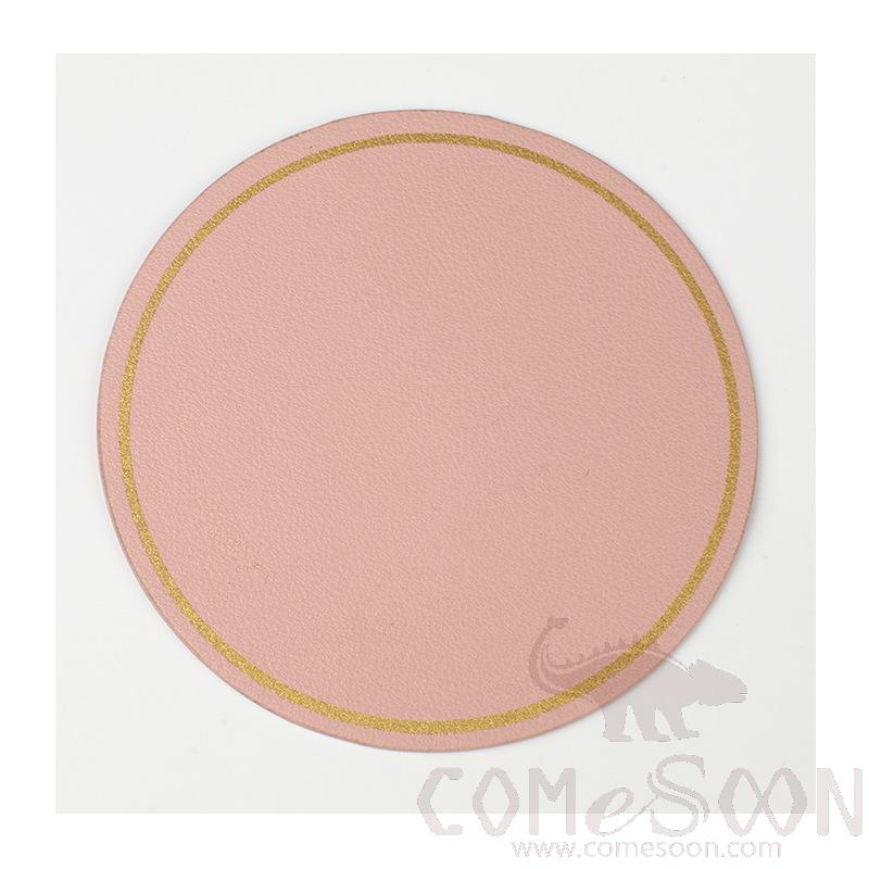 Coaster With Gold Border,PU，D10.2CM