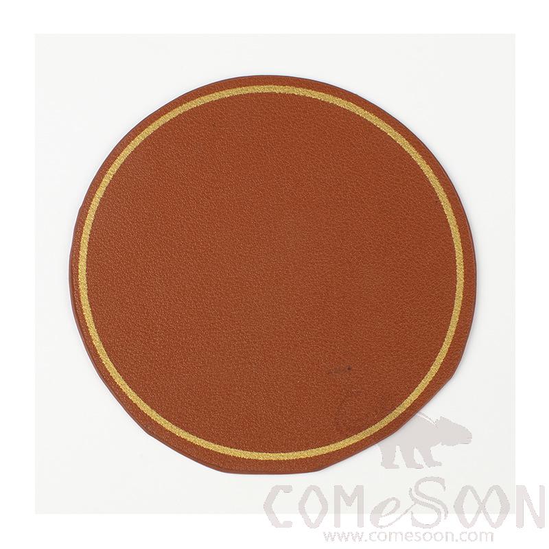 Coaster With Gold Border,PU，D10.2CM