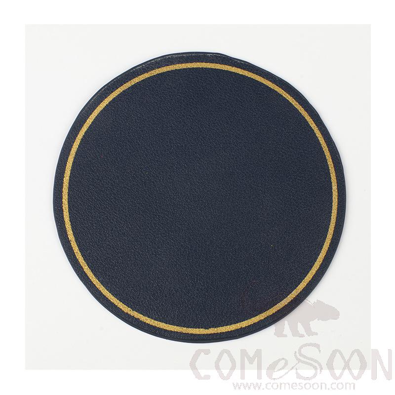Coaster With Gold Border,PU，D10.2CM